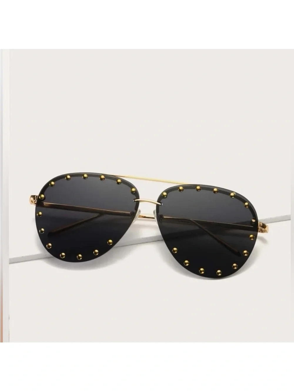New Studded Gold Aviator Sunglasses
